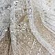 Вышивка люрексовой нитью тёплое серебро на молочной сетке. Кружево. Любимые ткани (кружево, свадебные, вечерние ткани). Ярмарка Мастеров.  Фото №4