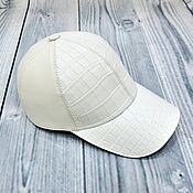 Аксессуары handmade. Livemaster - original item Baseball cap made of genuine crocodile leather and genuine leather!. Handmade.
