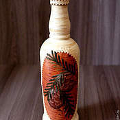 Посуда handmade. Livemaster - original item A bottle for alcohol, decorated with birch bark. Holiday gift. Handmade.