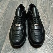 Обувь ручной работы handmade. Livemaster - original item Sneakers made of genuine python leather, and calfskin, in black!. Handmade.