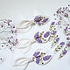 Bow and Hairpin, linen - embroidery Lilac. Hairpins. annetka-ann (annetka-ann). My Livemaster. Фото №4
