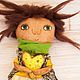 doll gift, funny doll, buy funny doll, buy doll textile art doll, doll heart, doll with scarf, doll with green eyes, collectible doll
