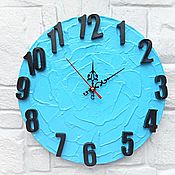 Для дома и интерьера handmade. Livemaster - original item Wall clock wooden Turquoise with large numbers. Handmade.