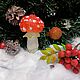 Ёлочная игрушка из ваты Мухомор Новогоднее украшение. Елочные игрушки. Домовой Уют. Интернет-магазин Ярмарка Мастеров.  Фото №2
