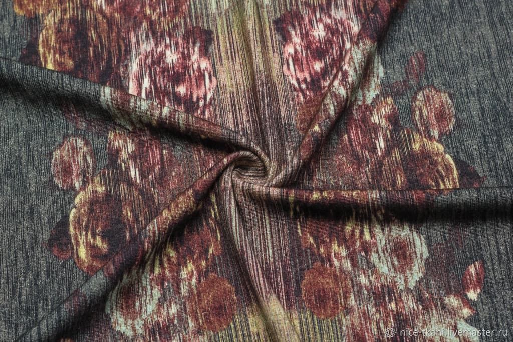 29101 ткань плотный трикотаж джерси Завораживающие цветы купить в ...