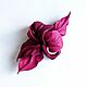 Magento Leather Flower Brooch Dark Pink Fuchsia. Key chain. De-Si-Re. My Livemaster. Фото №4