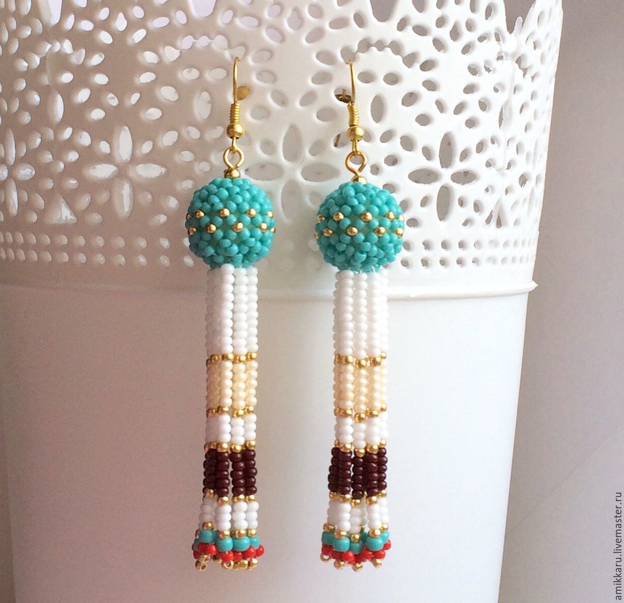 Earrings Tel Bead Turquoise Online On Livemaster With Earrings Handmade Livemaster Tel Bead Turquoise