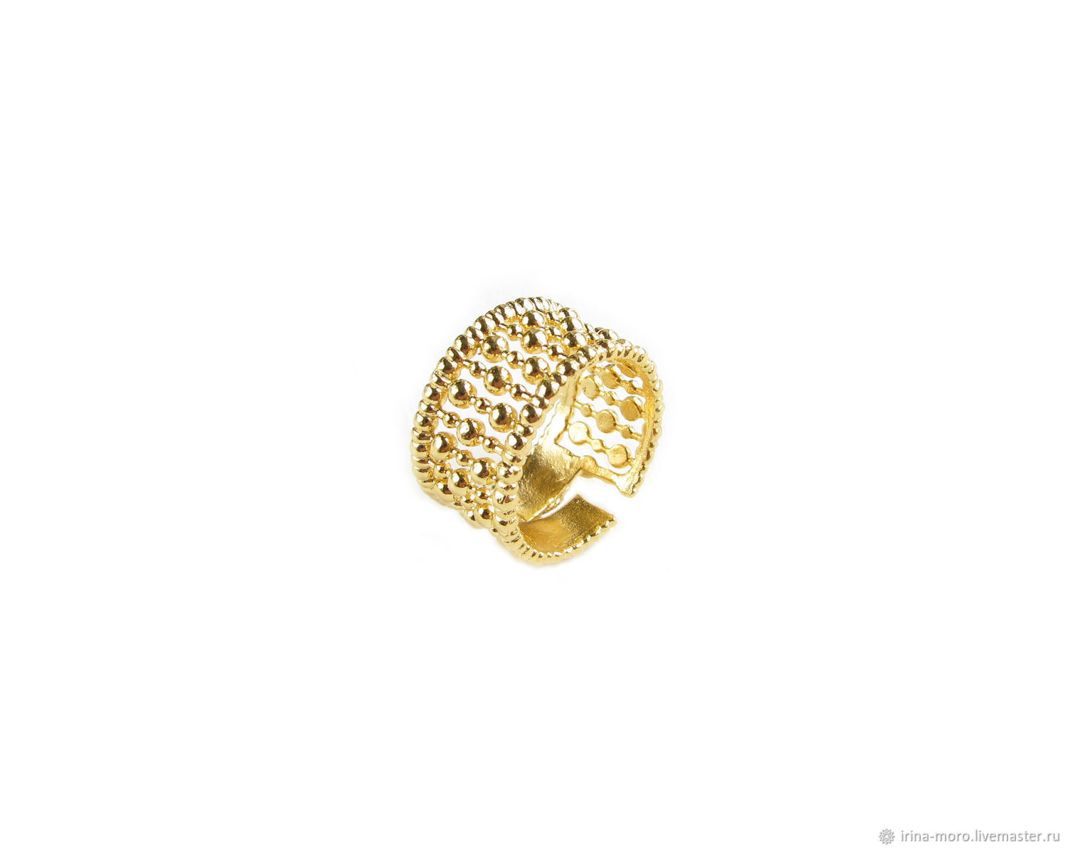 Gold ring with small balls, textured ring gift, Rings, Moscow,  Фото №1