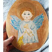 Картины и панно handmade. Livemaster - original item Pictures: Wooden angel with a toy. Handmade.