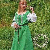 Русский стиль handmade. Livemaster - original item Russian linen Kupava dress, in the Slavic style. Handmade.
