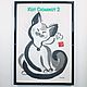 Сюмикотик N2 без рамки. Картины. 'Кот и Фугу' 猫とフグ. Ярмарка Мастеров.  Фото №5