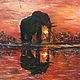 Order Oil painting Elephant. Africa on a round canvas. sharaeva-elena. Livemaster. . Pictures Фото №3
