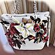bag white leather 'rose and lily', Classic Bag, Ekaterinburg,  Фото №1