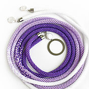 Аксессуары handmade. Livemaster - original item Thin beaded rope belt with pearls Gradient white purple. Handmade.