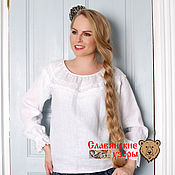 Одежда handmade. Livemaster - original item White linen blouse with lace. Handmade.