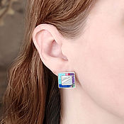 Украшения handmade. Livemaster - original item Earrings square. Turquoise, Mother Of Pearl, Lapis Lazuli, Charoite, Coral, Rhodonite. Handmade.