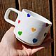 Order A smooth mug with colorful hearts as a gift to a loved one. DASHA LEPIT | Ceramic tableware (dashalepit). Livemaster. . Mugs and cups Фото №3
