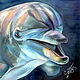  Dolphin's smile. Original. Pastel, Pictures, St. Petersburg,  Фото №1