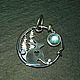 Pendant ' Moon hare...' . Silver, blue topaz, Pendant, Ekaterinburg,  Фото №1