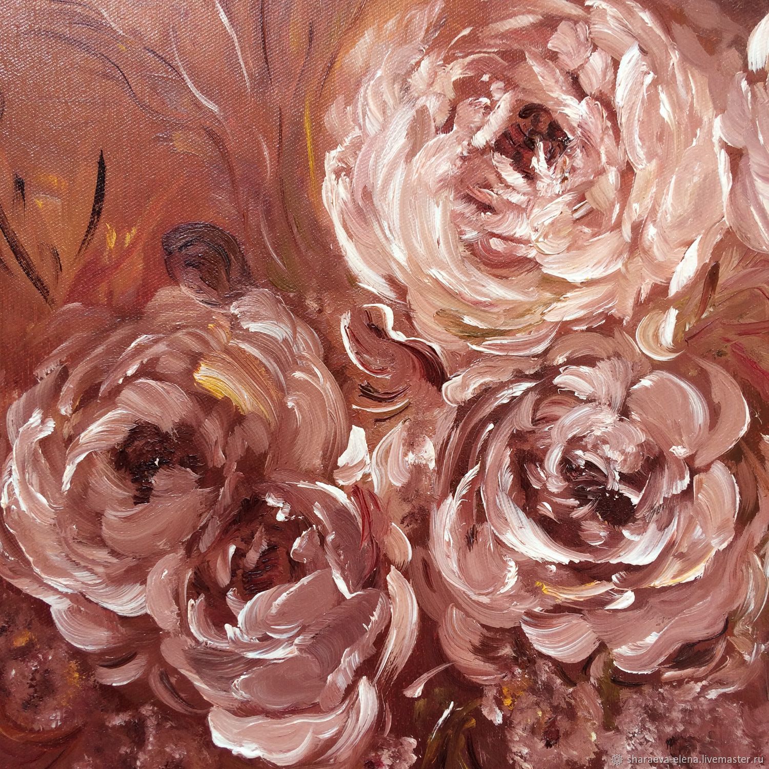 Oil painting of a rose on a brown background, Pictures, Chita,  Фото №1