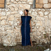 Одежда handmade. Livemaster - original item Embroidered patterned Linen sleeveless floor length loose maxi Dress. Handmade.