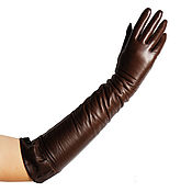 Винтаж handmade. Livemaster - original item Size 7. Chic winter gloves made of genuine brown leather. Handmade.