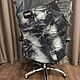 Чехол на офисное кресло (серо-черный) из джинсы. Покрывала. Сотканный и сшитый уют. Ярмарка Мастеров.  Фото №4