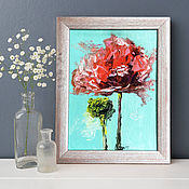 Картины и панно handmade. Livemaster - original item Poppy, oil painting in a frame, painting with flowers. Handmade.