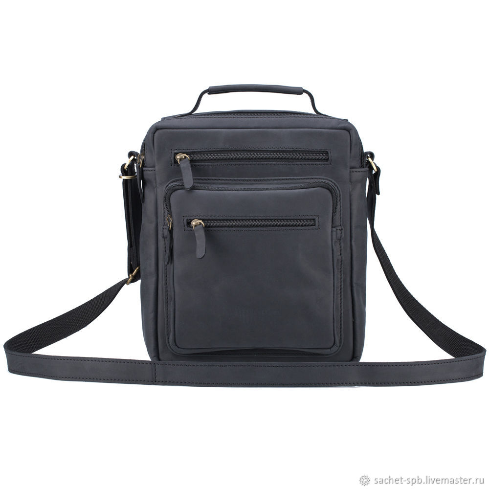 Leather bag 'Hector' (black crazy), Classic Bag, St. Petersburg,  Фото №1