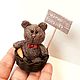 Подарок маме Интерьерная игрушка Котик Пирожок в корзинке Коричневый. Амигуруми куклы и игрушки. Мини Долл. Интернет-магазин Ярмарка Мастеров.  Фото №2