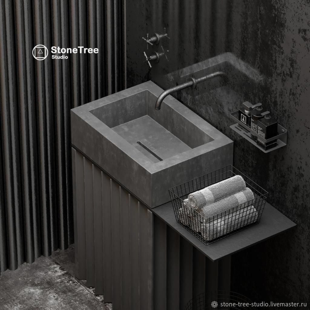 Бетонная раковина на пьедестале для ванной Leslie из архитектурного бетона Concrete Green 130762971