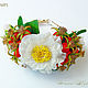 Bracelet with white rose. Flowers from polymer clay, Bead bracelet, Zarechny,  Фото №1