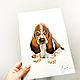 Basset hound realistic watercolor with a dog, Pictures, Azov,  Фото №1