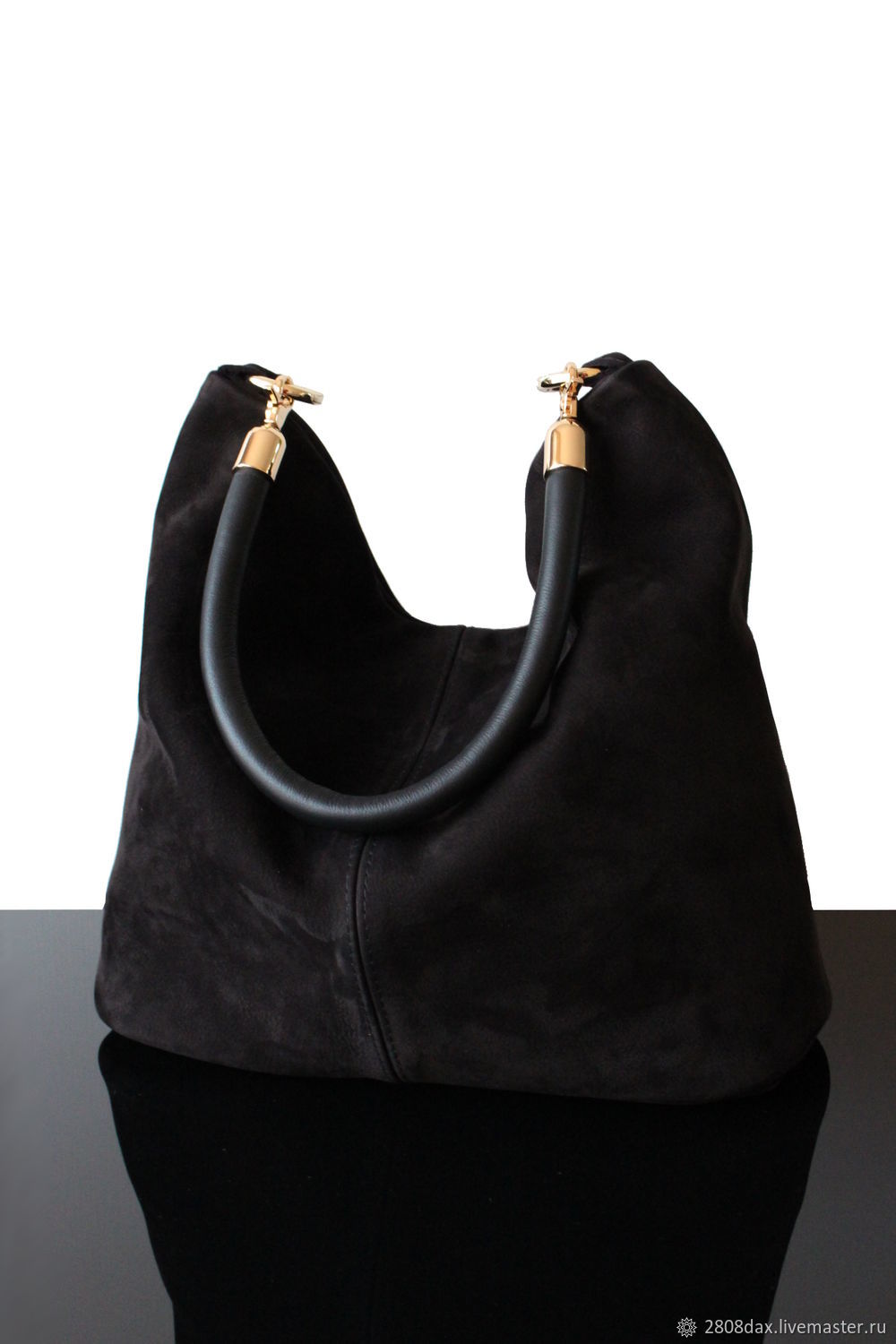 Black Hobo bag genuine suede, stylish bag, Sacks, Bordeaux,  Фото №1