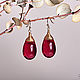 Large red drop earrings in 24K gold. Earrings. Aliento-jewerly (alientojewelry). Online shopping on My Livemaster.  Фото №2