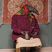 Куклы и игрушки handmade. Livemaster - original item interior doll: An old lady with a clay pot. Handmade.