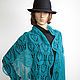 Openwork turquoise scarf, wool stole. Scarves. IRINA GRUDKINA Handmade Knitwear. My Livemaster. Фото №6
