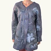 Одежда handmade. Livemaster - original item Long felted cardigan jacket in dark purple gray wool. Handmade.