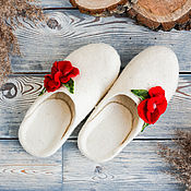 Обувь ручной работы. Ярмарка Мастеров - ручная работа Women`s felted Maki slippers made of merino wool with prevention. Handmade.
