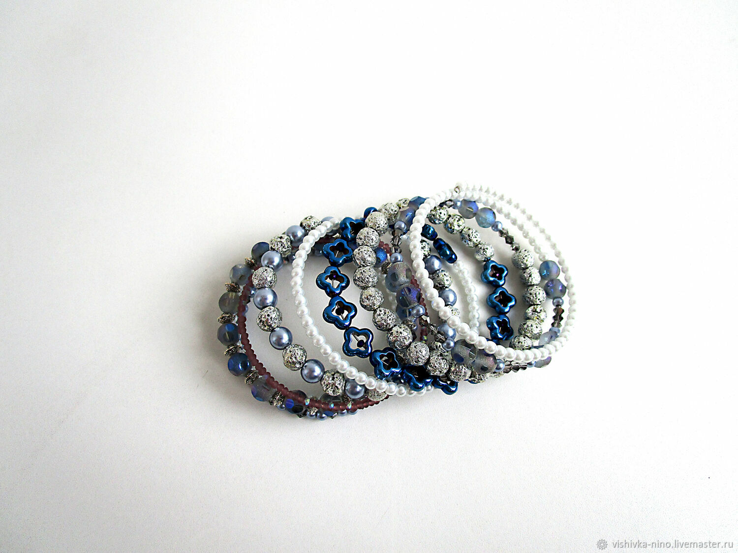 A bracelet on the hand made of beads and beads WALKING ON THE MOON costume jewelry, Bead bracelet, Nizhny Novgorod,  Фото №1