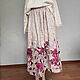 Long pink linen skirt with roses. Skirts. ZanKa. Online shopping on My Livemaster.  Фото №2