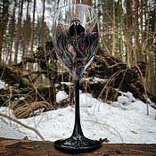 Посуда handmade. Livemaster - original item Glass on a black leg with a dragon in the style of Fantasy art. Handmade.
