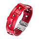 Red leather bracelet with three studs, Bead bracelet, Moscow,  Фото №1