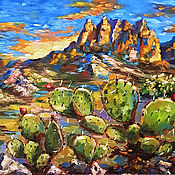Картины и панно ручной работы. Ярмарка Мастеров - ручная работа Cactus gran Cañón pintura al óleo. Handmade.