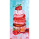 Painting Cupcake Oil 10 X 20 Cardboard Berries Dessert Still Life Kitchen, Pictures, Ufa,  Фото №1