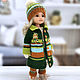 Clothes for Paola Reina dolls. Warm green stripe set, Clothes for dolls, Voronezh,  Фото №1