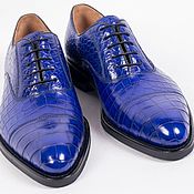 Обувь ручной работы handmade. Livemaster - original item Classic dress shoes crocodile leather in blue color.. Handmade.