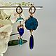 Серьги со срезом агата. Асимметрия. Серьги классические. Elena Moonlight Jewelry. Ярмарка Мастеров.  Фото №5