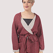 Одежда handmade. Livemaster - original item Long cotton maroon cardigan with lurex. Handmade.