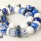 Blue and white short beads, Necklace, Moscow,  Фото №1